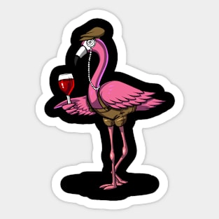 Flamingo Wine Drinking Magical Bird Party Sticker